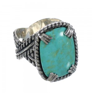 Turquoise Southwestern Genuine Sterling Silver Ring Size 8 QX80369