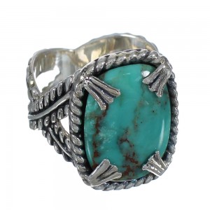 Turquoise Southwestern Silver Ring Size 8-3/4 QX80378