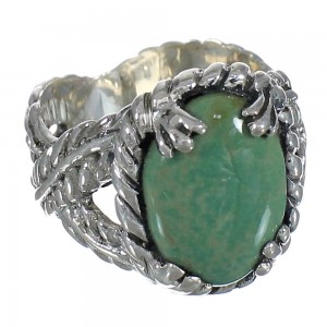 Southwestern Genuine Sterling Silver And Turquoise Ring Size 8-1/4 WX80752