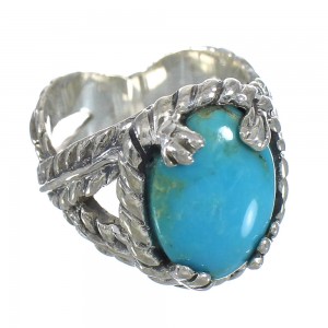 Authentic Sterling Silver Southwest Turquoise Ring Size 7-1/2 RX61987