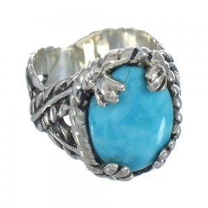 Genuine Sterling Silver And Southwestern Turquoise Ring Size 6-3/4 RX62015