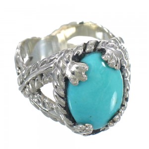 Genuine Sterling Silver Southwestern Turquoise Ring Size 8-1/4 RX62045