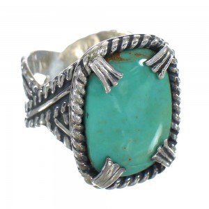 Genuine Sterling Silver Southwestern Turquoise Ring Size 7-3/4 RX62094