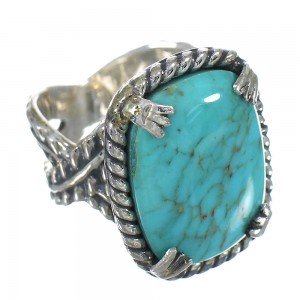 Genuine Sterling Silver Southwestern Turquoise Ring Size 6-1/4 RX62101