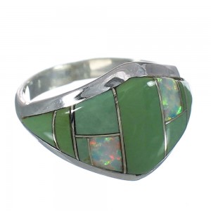 Silver Turquoise And Opal Southwestern Ring Size 5-3/4 YX82551