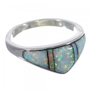 Opal Inlay Southwestern Silver Ring Size 5-3/4 EX50566