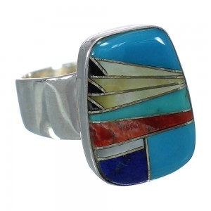 Multicolor And Sterling Silver Southwest Ring Size 5-3/4 YX74933