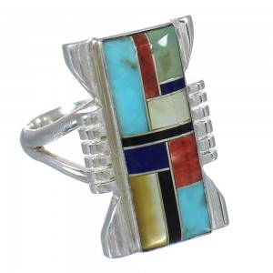 Silver And Multicolor Southwest Jewelry Ring Size 8-1/4 YX75114