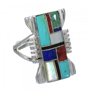 Southwestern Multicolor Silver Jewelry Ring Size 6-1/4 YX75137