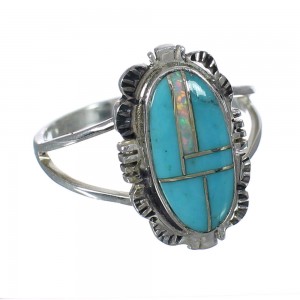 Sterling Silver Opal And Turquoise Inlay Southwest Ring Size 8-3/4 WX70306