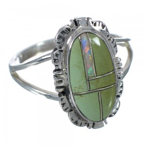 Turquoise Opal Genuine Sterling Silver Southwest Ring Size 7-1/4 WX70371