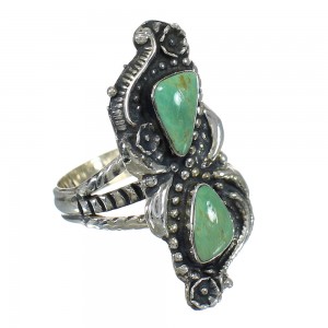 Southwestern Genuine Sterling Silver Turquoise Ring Size 7-3/4 RX62827