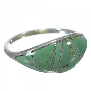 Southwest Sterling Silver And Turquoise Inlay Ring Size 6-3/4 WX62312
