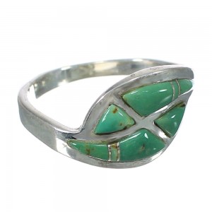 Southwestern Turquoise And Sterling Silver Ring Size 8-1/4 WX62842