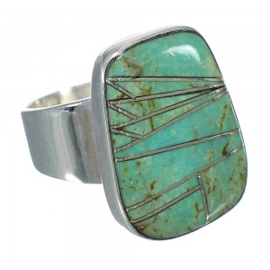 Turquoise Inlay Genuine Sterling Silver Southwest Ring Size 4-3/4 WX63116