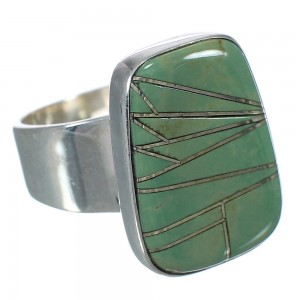 Southwest Turquoise Inlay And Sterling Silver Jewelry Ring Size 7-3/4 WX63120