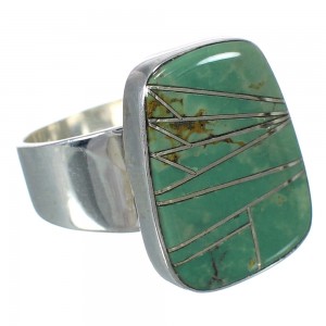 Southwestern Sterling Silver And Turquoise Inlay Jewelry Ring Size 6-1/4 WX63128