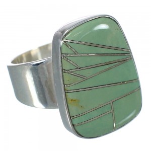 Genuine Sterling Silver Southwestern Turquoise Inlay Jewelry Ring Size 6-1/4 WX63195