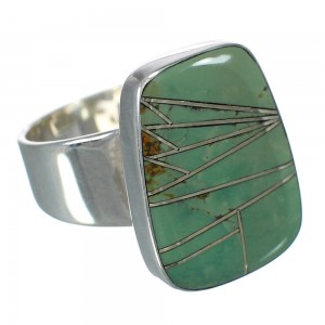 Southwestern Jewelry Sterling Silver And Turquoise Inlay Ring Size 6-3/4 WX63264