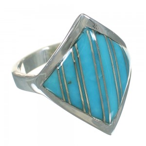 Southwest Authentic Sterling Silver And Turquoise Ring Size 4-3/4 YX70533