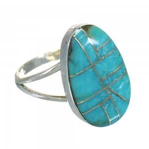 Southwest Turquoise And Genuine Sterling Silver Jewelry Ring Size 5-1/4 YX70612