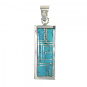 Genuine Sterling Silver Southwest Turquoise Inlay Pendant MX63083