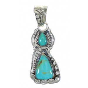 Southwest Genuine Sterling Silver Turquoise Flower Pendant MX63097