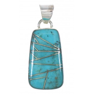 Silver Turquoise Inlay Southwest Jewelry Pendant MX63127