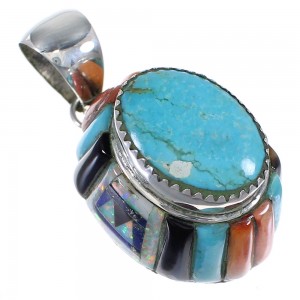 Sterling Silver And Multicolor Inlay Pendant VX64427