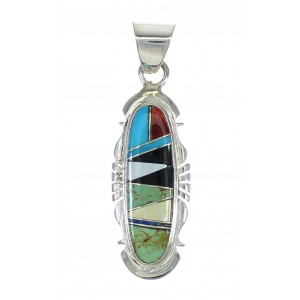 Southwest Authentic Sterling Silver Multicolor Jewelry Pendant MX65542