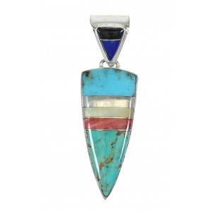 Multicolor Inlay Genuine Sterling Silver Pendant MX65557