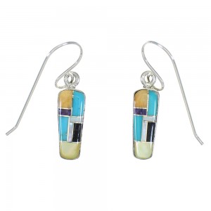 Southwestern Multicolor Sterling Silver Hook Dangle Earrings WX78637