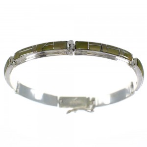 Southwest Genuine Sterling Silver Turquoise Inlay Link Bracelet VX63473