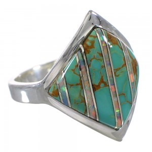 Authentic Sterling Silver Southwestern Turquoise Opal Ring Size 6-1/2 QX82455