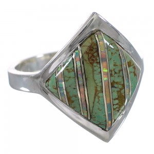 Southwestern Sterling Silver Turquoise Opal Ring Size 6-1/2 QX82477