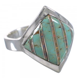 Southwestern Turquoise Opal Silver Ring Size 6-1/4 QX82609