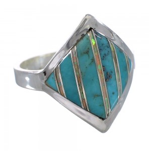 Genuine Sterling Silver Turquoise Opal Southwestern Ring Size 5-1/2 QX82677