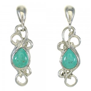 Turquoise Southwest Genuine Sterling Silver Post Dangle Earrings MX64709