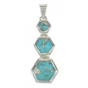 Genuine Sterling Silver Turquoise And Opal Southwest Pendant MX63846