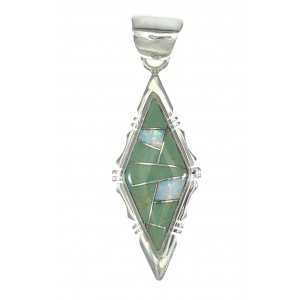 Southwest Genuine Sterling Silver Turquoise Opal Jewelry Pendant MX63960