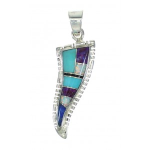 Multicolor Inlay And Sterling Silver Southwest Slide Pendant WX63740