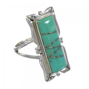 Southwestern Sterling Silver And Turquoise Ring Size 5-1/4 YX79978