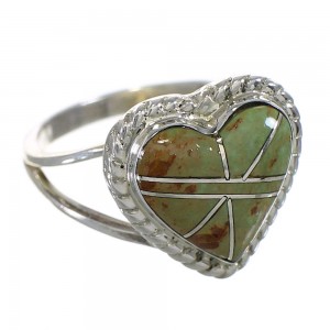 Southwestern Turquoise Sterling Silver Heart Ring Size 6-1/4 YX80241