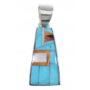 Sterling Silver And Multicolor Inlay Southwest Pendant VX64486