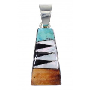 Southwest Sterling Silver And Multicolor Inlay Pendant VX64489