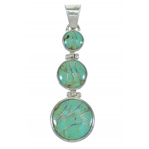 Authentic Sterling Silver Turquoise Inlay Southwest Pendant MX65264