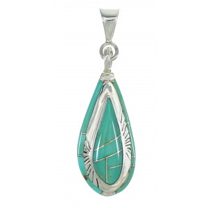 Silver Turquoise Tear Drop Enhancer Bail Pendant MX65299