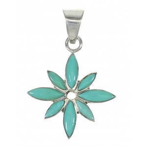 Sterling Silver Flower Turquoise Inlay Pendant MX65361