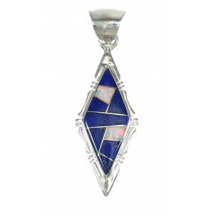 Sterling Silver Southwest Opal And Lapis Inlay Pendant MX64063