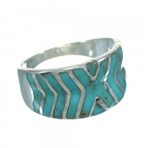 Silver And Turquoise Southwestern Ring Size 6-3/4 YX79213
